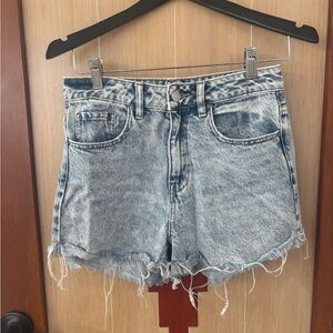 PacSun Blue High-Waisted Jean Shorts Distressed